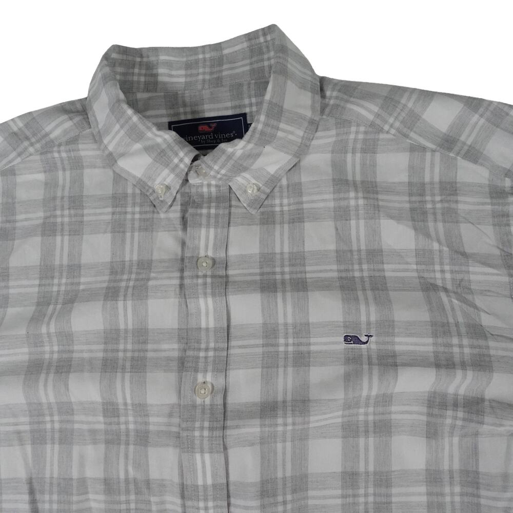 Vineyard Vines Whale Shirt Gray Plaid Button Up Shirt Men's Classic Fit XXL